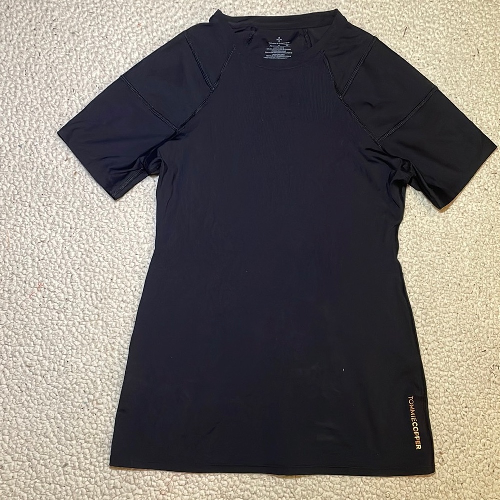 Tommie Copper Short Sleeve Shoulder Support  Copper & Zinc Infused Black Tee